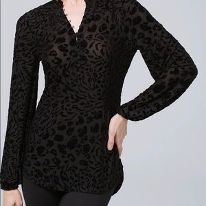 WHBM burnout velvet tunic blouse
